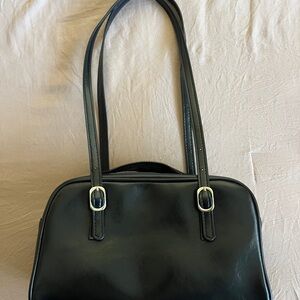 Black Boston Leather Shoulder Bag
